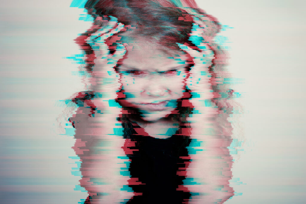 Portrait of sad blond little girl